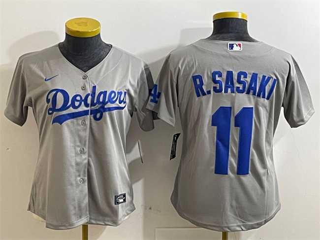 Womens Los Angeles Dodgers #11 Roki Sasaki Grey Cool Base Stitched Jersey,We sell and wholesale Womens Los Angeles Dodgers #11 Roki Sasaki Grey Cool Base Stitched Jersey on line form chian!
